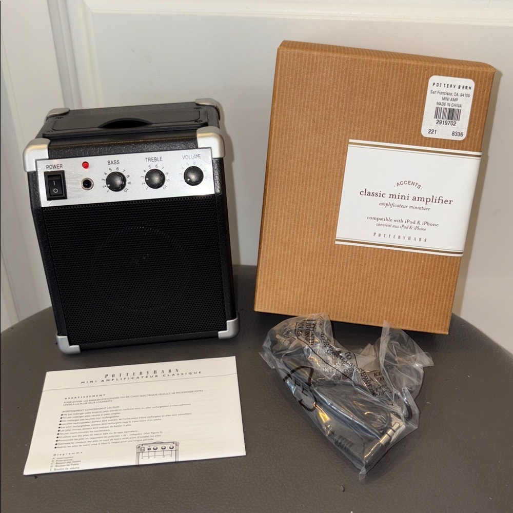 New Pottery Barn Classic Mini Amplifier Compatible with iPod & iPhone